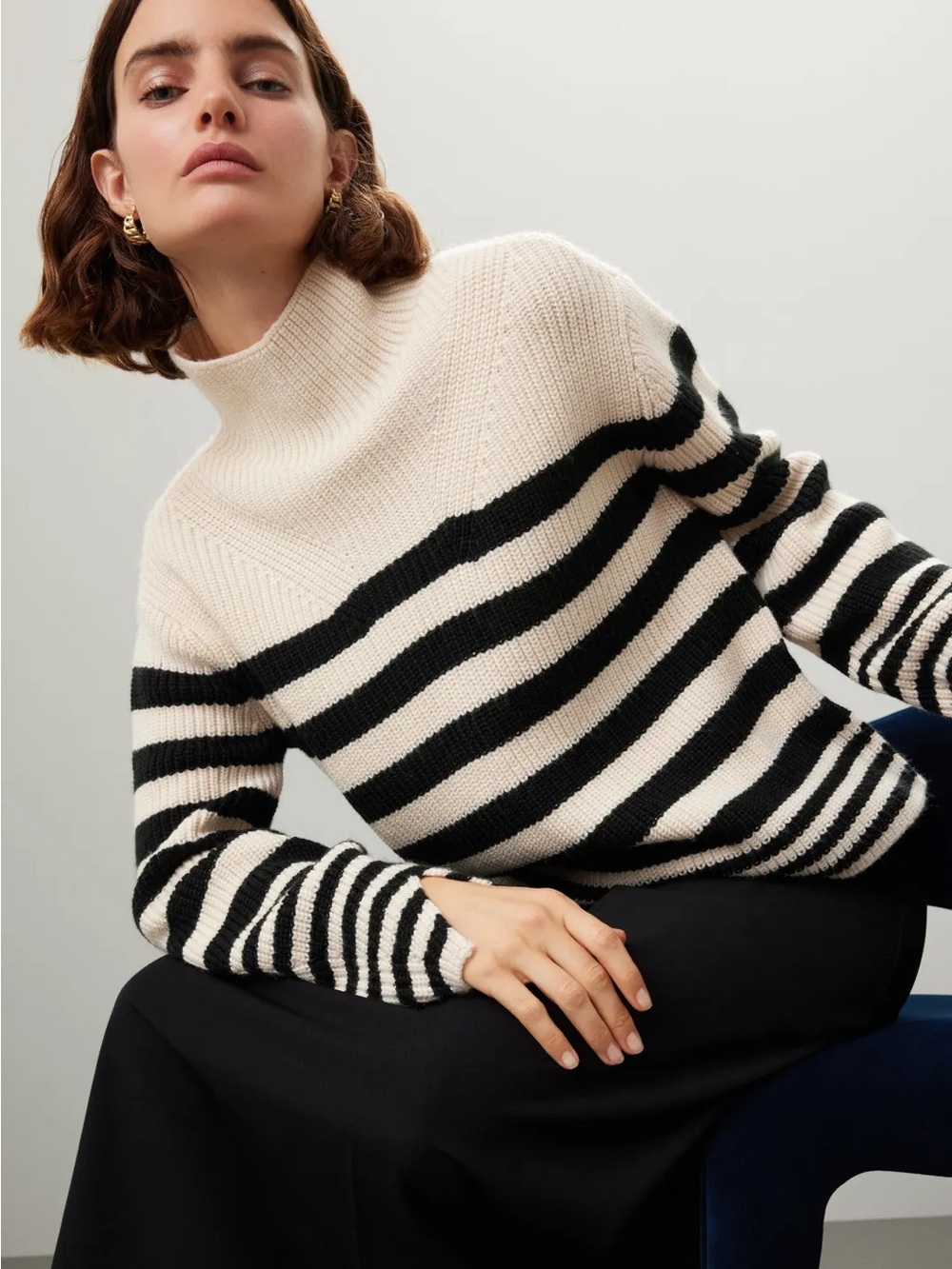 Derek Lam Striped Mock Neck Sweater